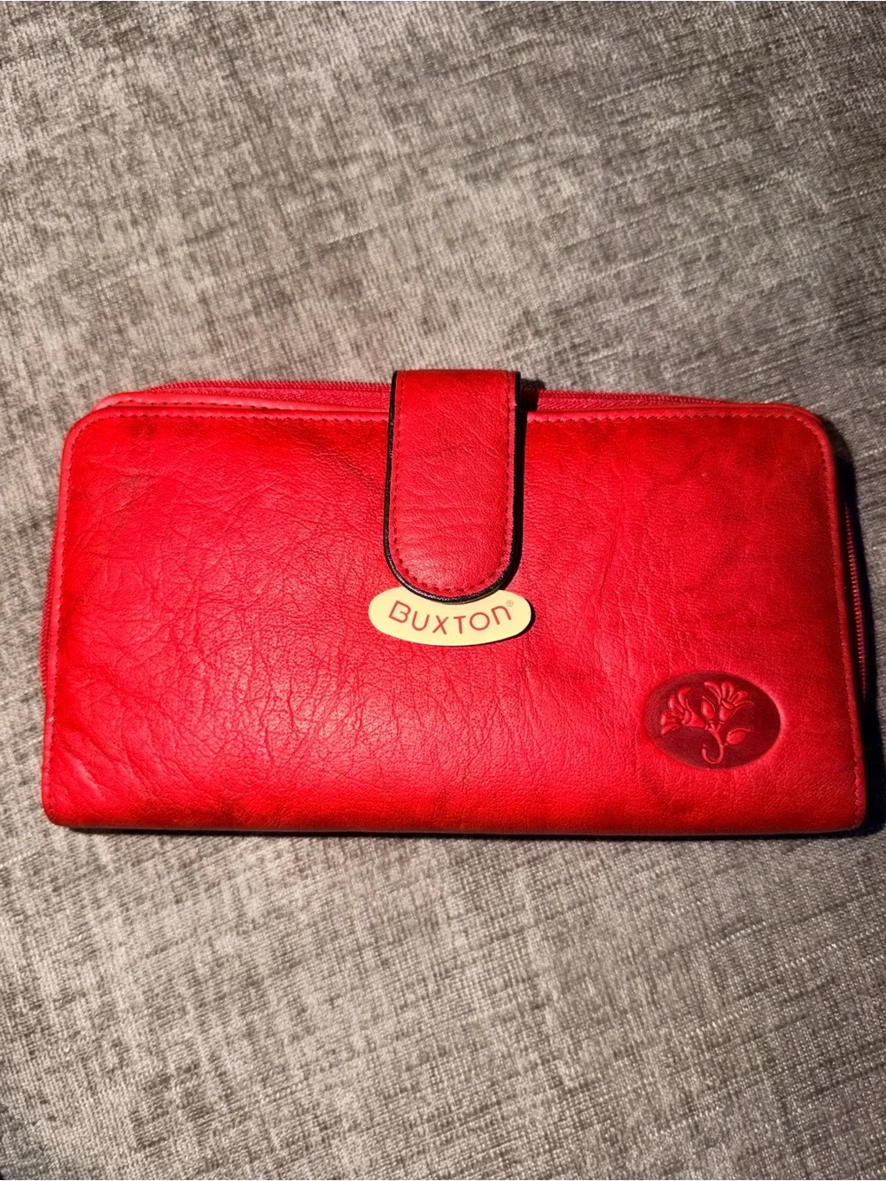 Buxton‎ Red Zip-Continental Wallet with Snap Tab